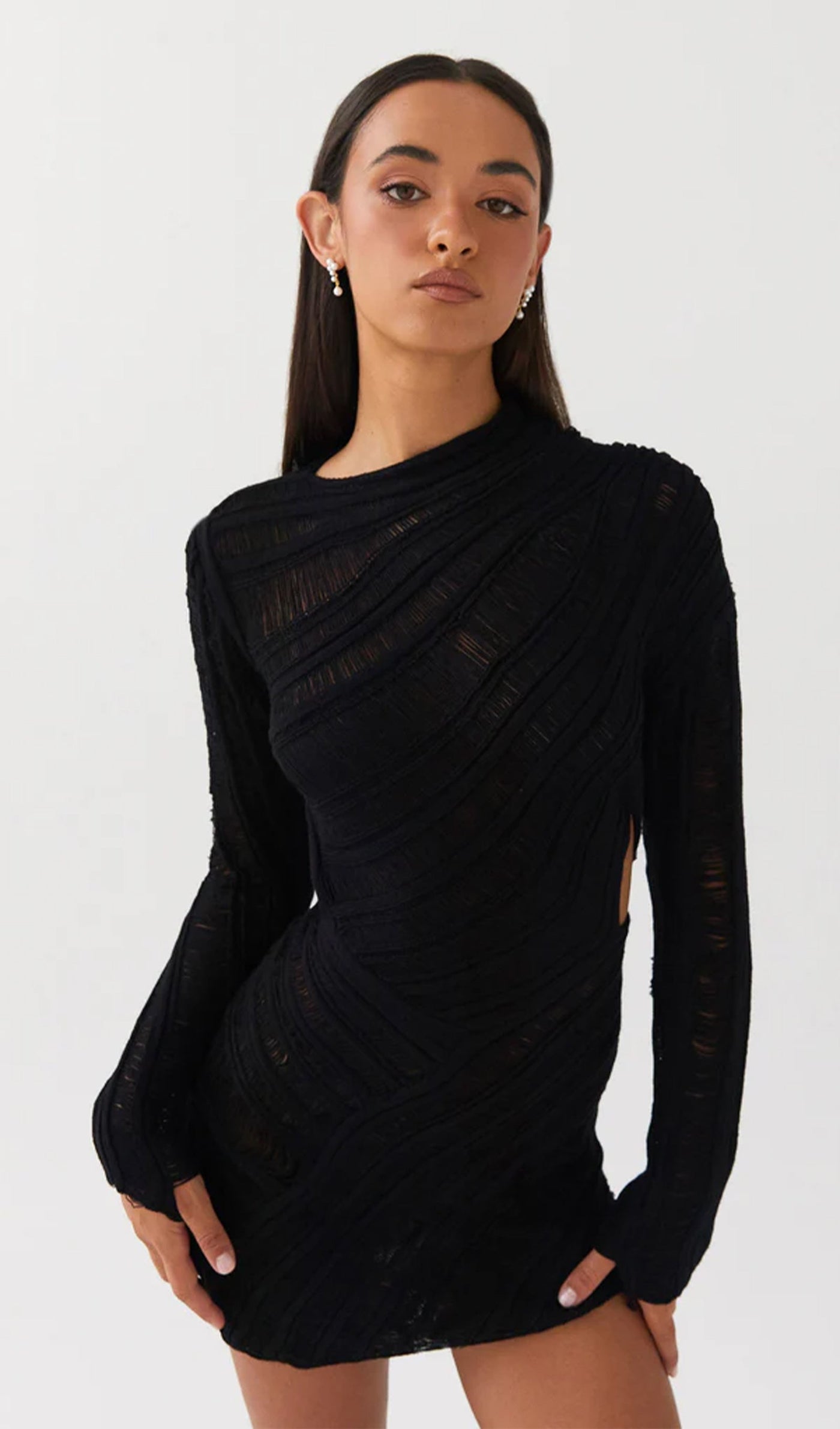 Heze | Damen Minikleid Cut-Out mit Strukturdesign