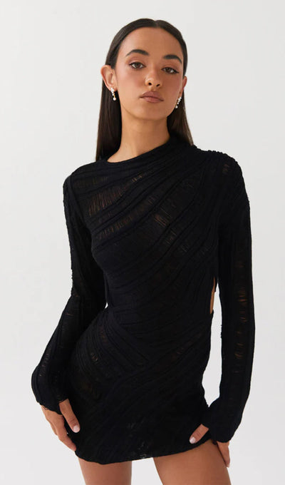 Heze | Damen Minikleid Cut-Out mit Strukturdesign