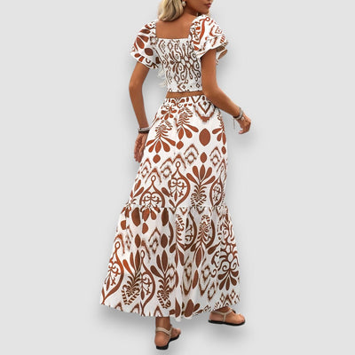 Beline | Crop Top & hochtaillierter Maxirock Set