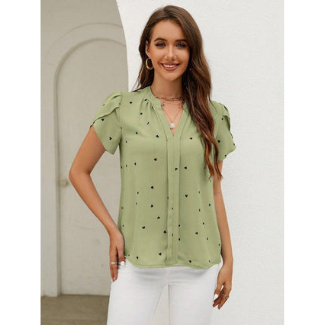 Damen Kurzarm V Ausschnitt Oberteil | Lässig