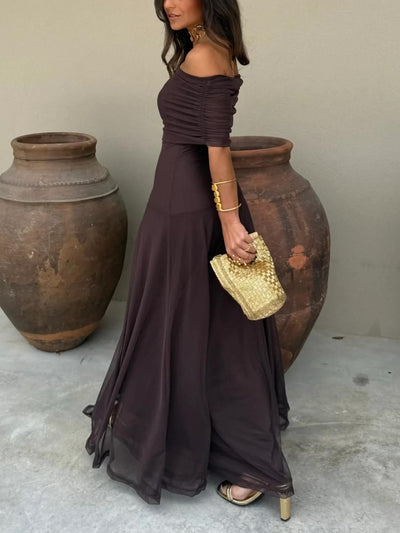 Kara | Ein-Schulter Mesh Maxikleid
