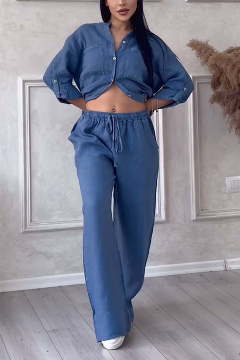 Leinen-Set für Frauen - luftige Bluse & weite Hose