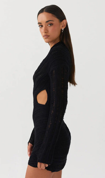 Heze | Damen Minikleid Cut-Out mit Strukturdesign