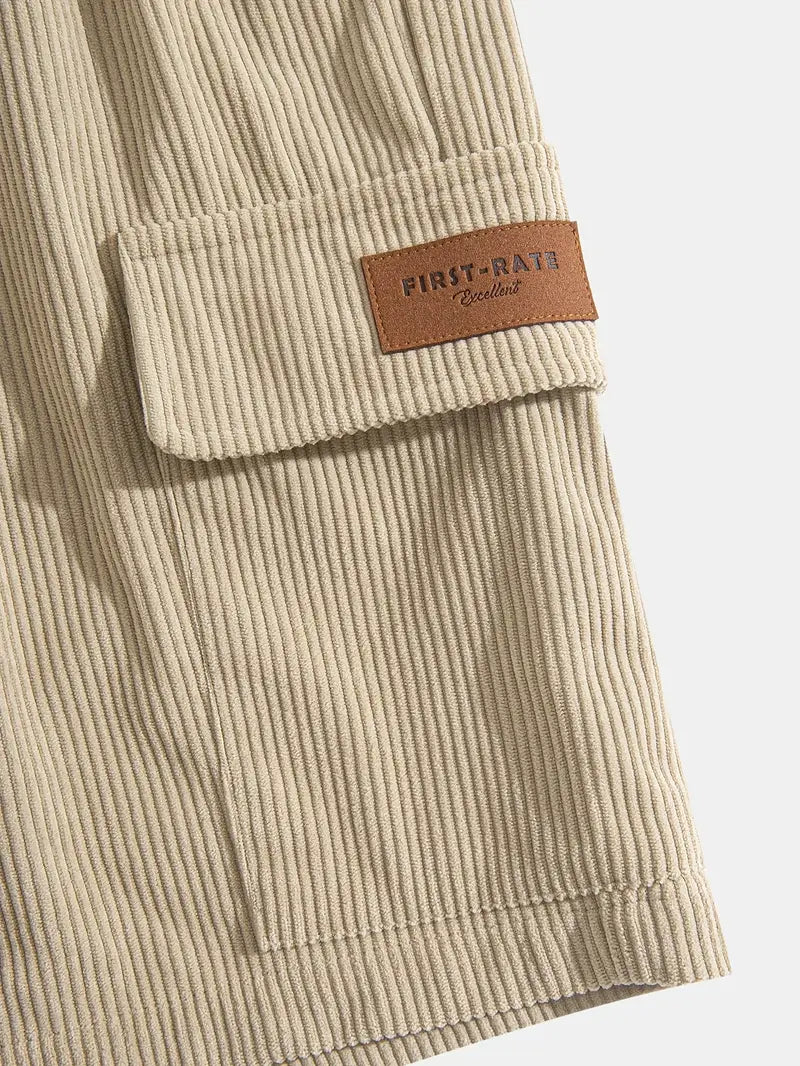 Trendige Beige Corduroy Cargo Sommerhose – Tobias