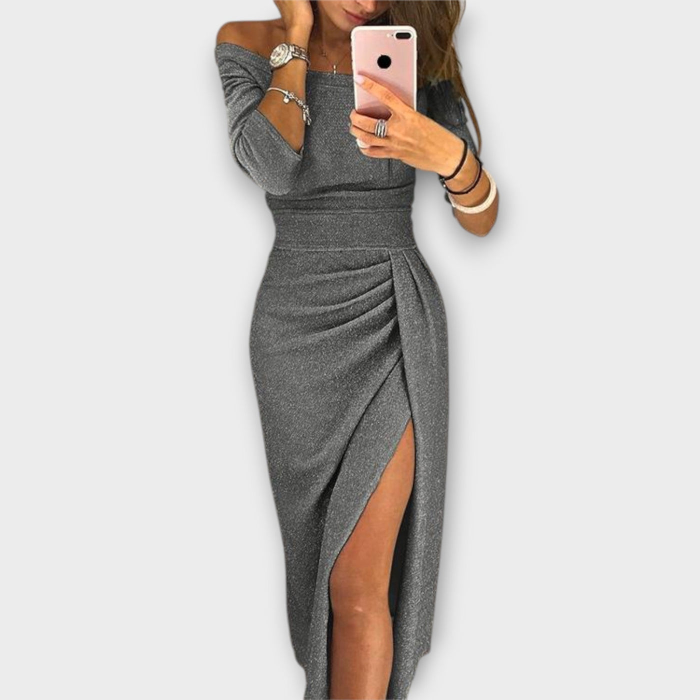 Cheyenne | Damen Off-Shoulder Abendkleid mit Schlitz