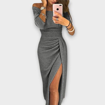 Cheyenne | Damen Off-Shoulder Abendkleid mit Schlitz