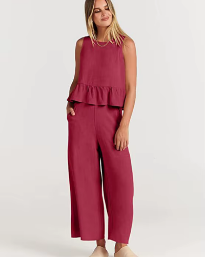 Damen Lässig Leichte Zweiteiliges Set | Hose und Oberteil