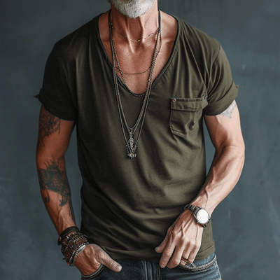 Paul | Herren T-Shirt V-Ausschnitt aus Kämmerstoff für Männer