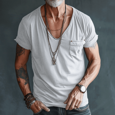 Paul | Herren T-Shirt V-Ausschnitt aus Kämmerstoff für Männer