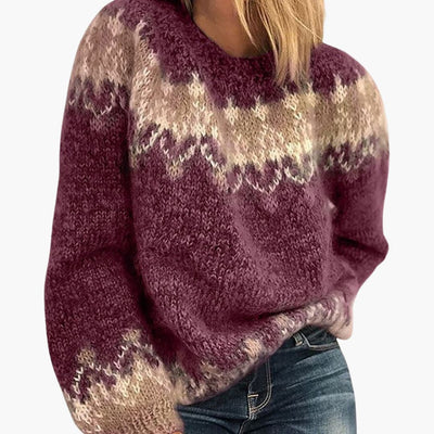 Damen pullover mit Rundhalsausschnitt und Musterstrick