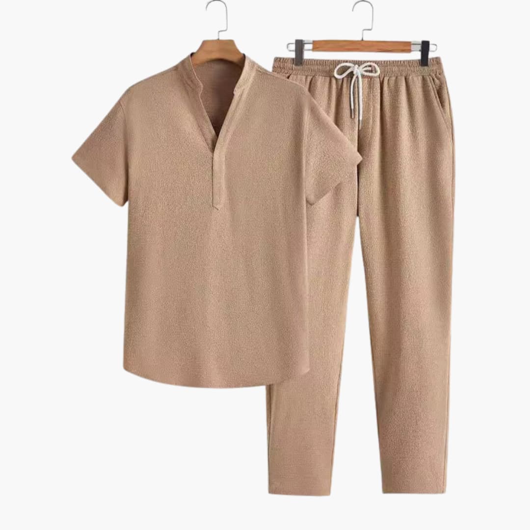 Herren Trainingsanzug mit V-Ausschnitt und Kordelzughose