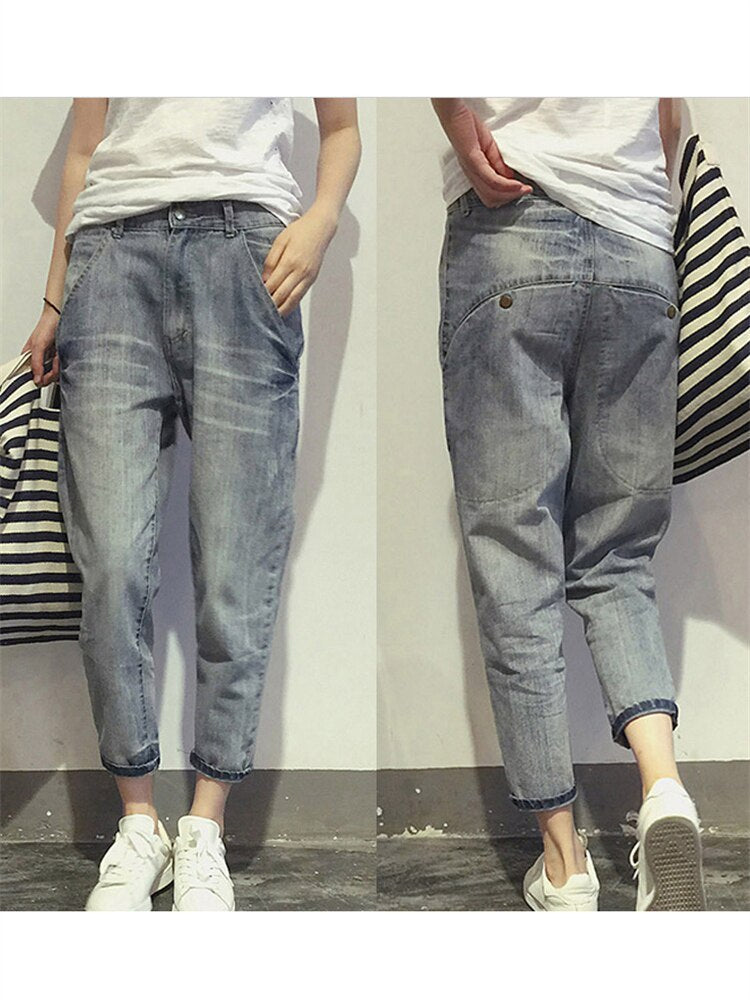Graue Verkürzte Jeans Für Damen | Verwaschen