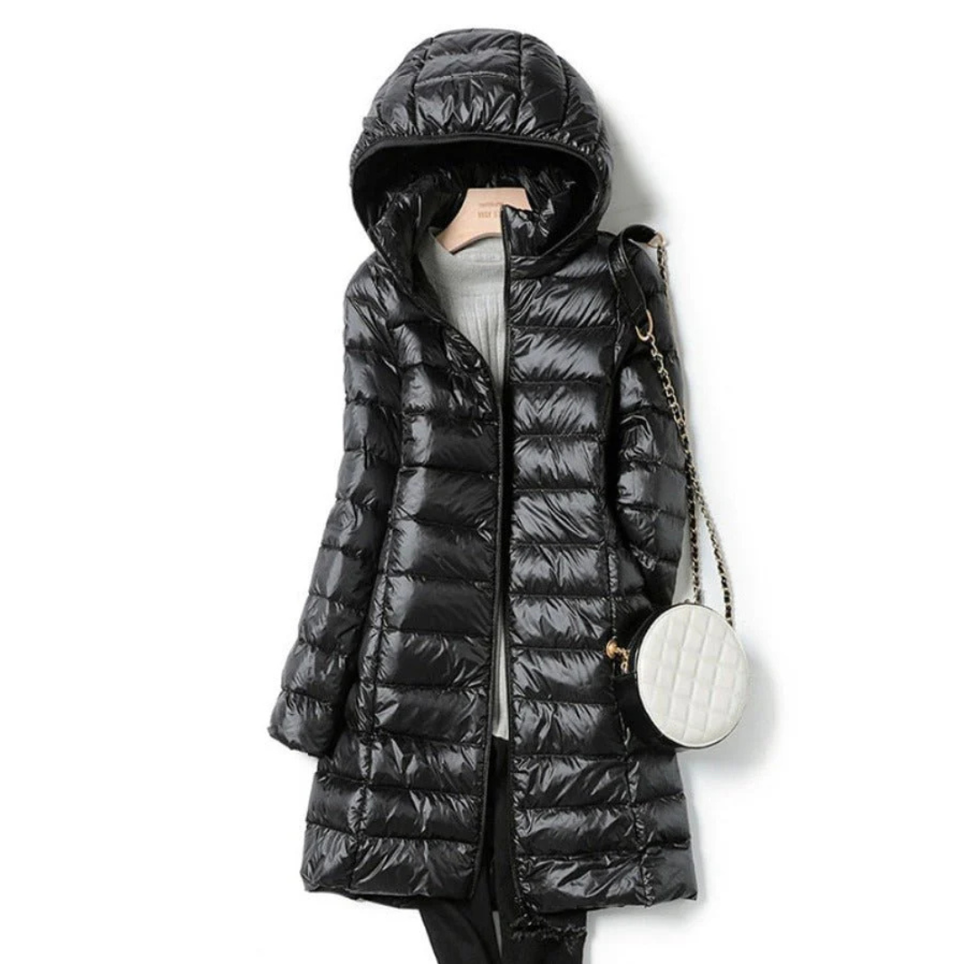 Damen Lange Winter Puffer Jacke | Kapuze