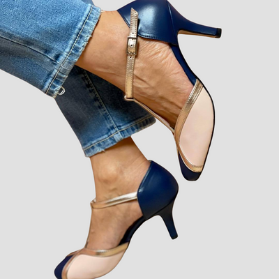 Naya | Orthopädische Retro-Heels mit Metallic-Akzent