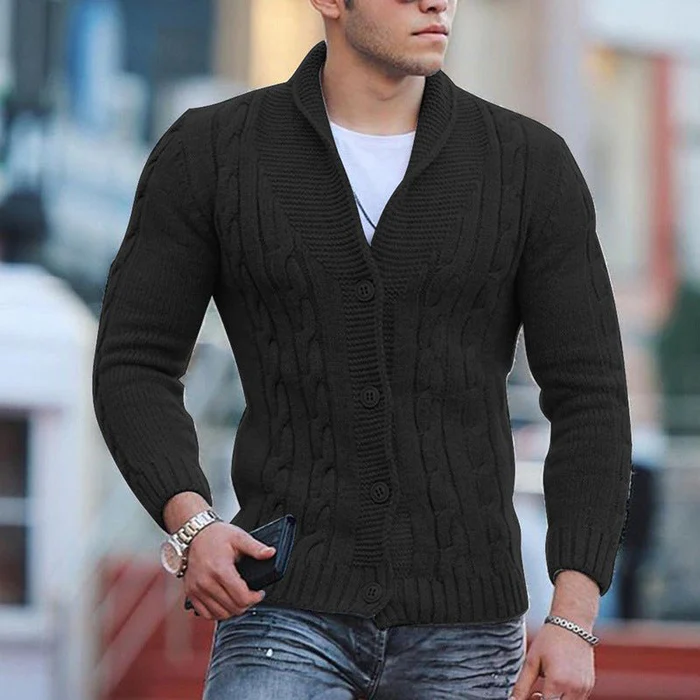 Herren Gestrickte Strickjacke mit Kragen
