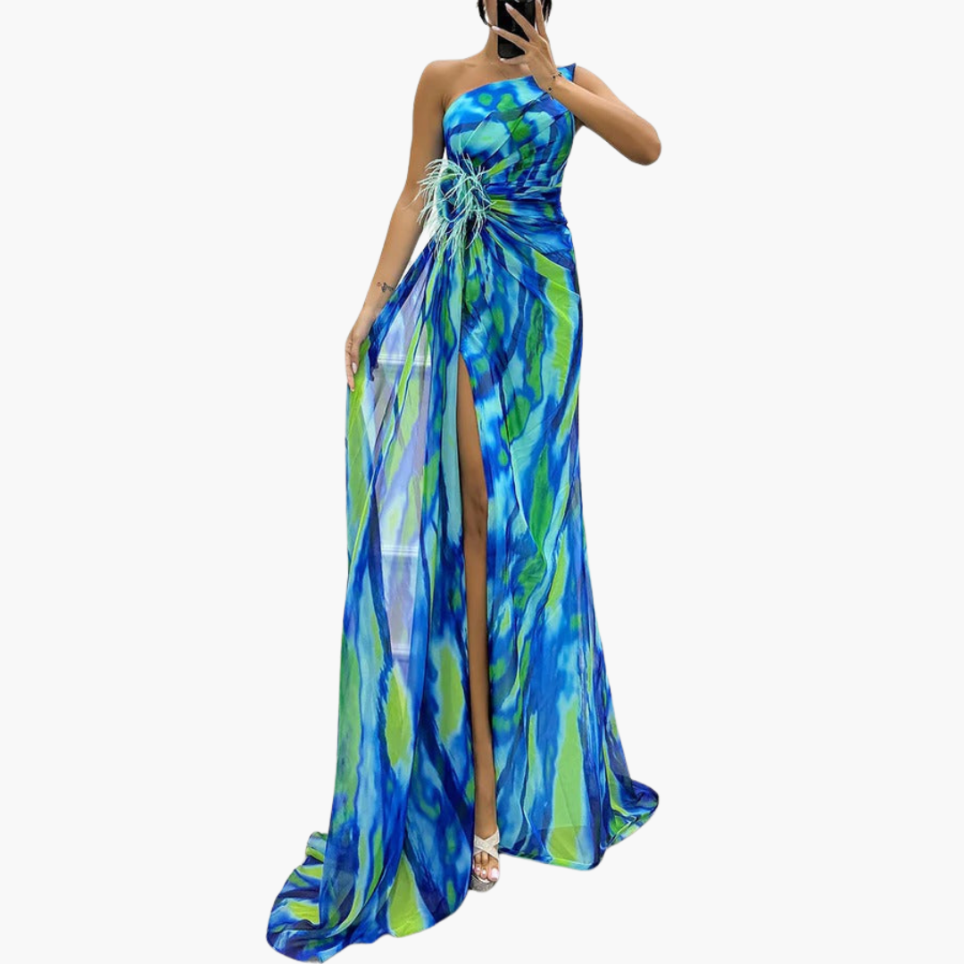 Vibrantes Maxi-Kleid für Frauen - Farbenfrohes Design