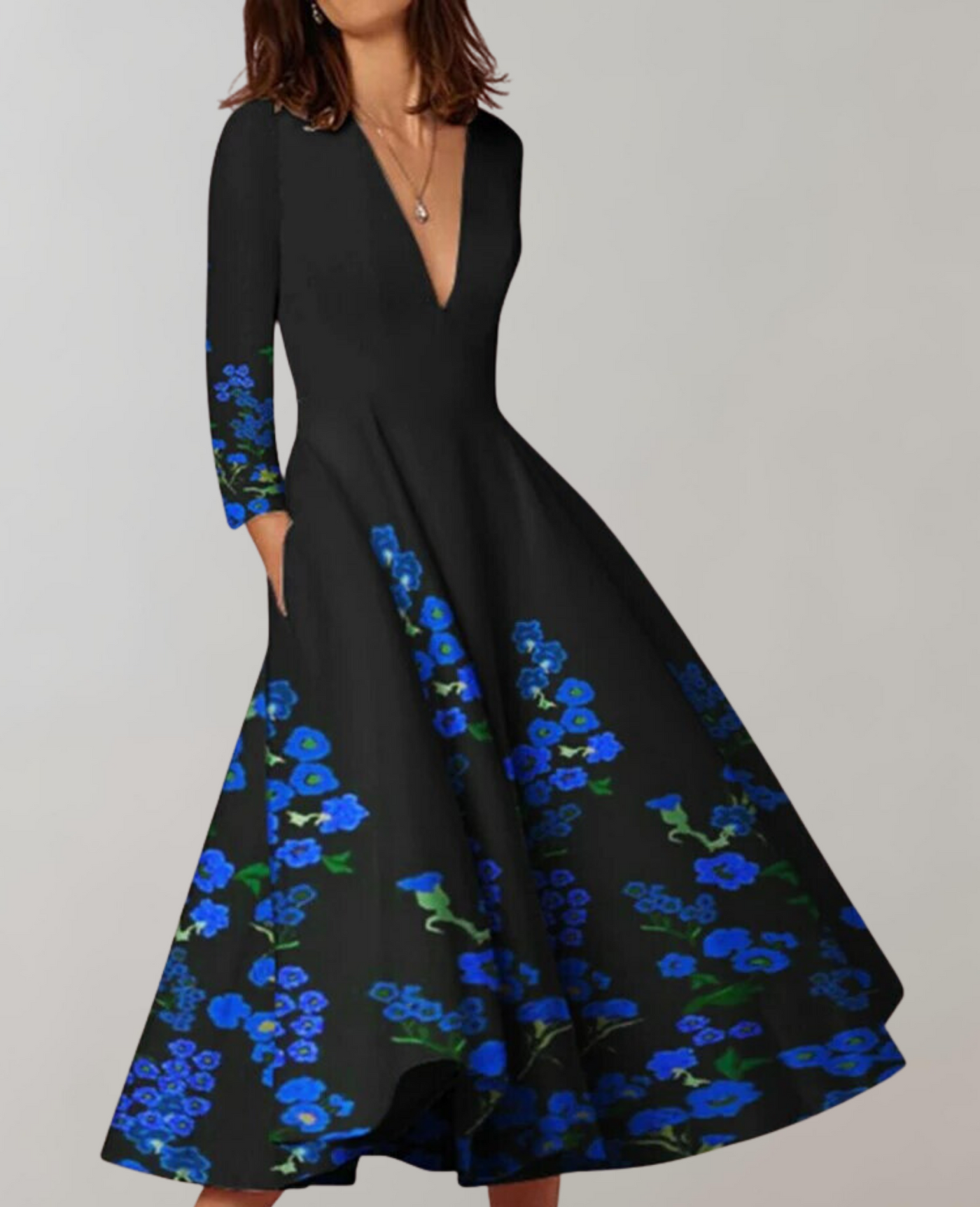 Aisha - Fließender Saum Maxi Kleid Damen Freizeit
