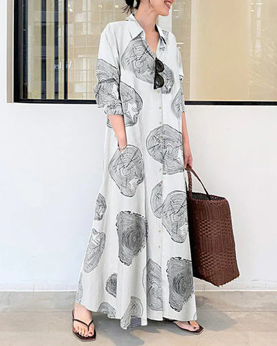 Jett | Poleska - Elegantes Langarm Maxikleid mit Druck