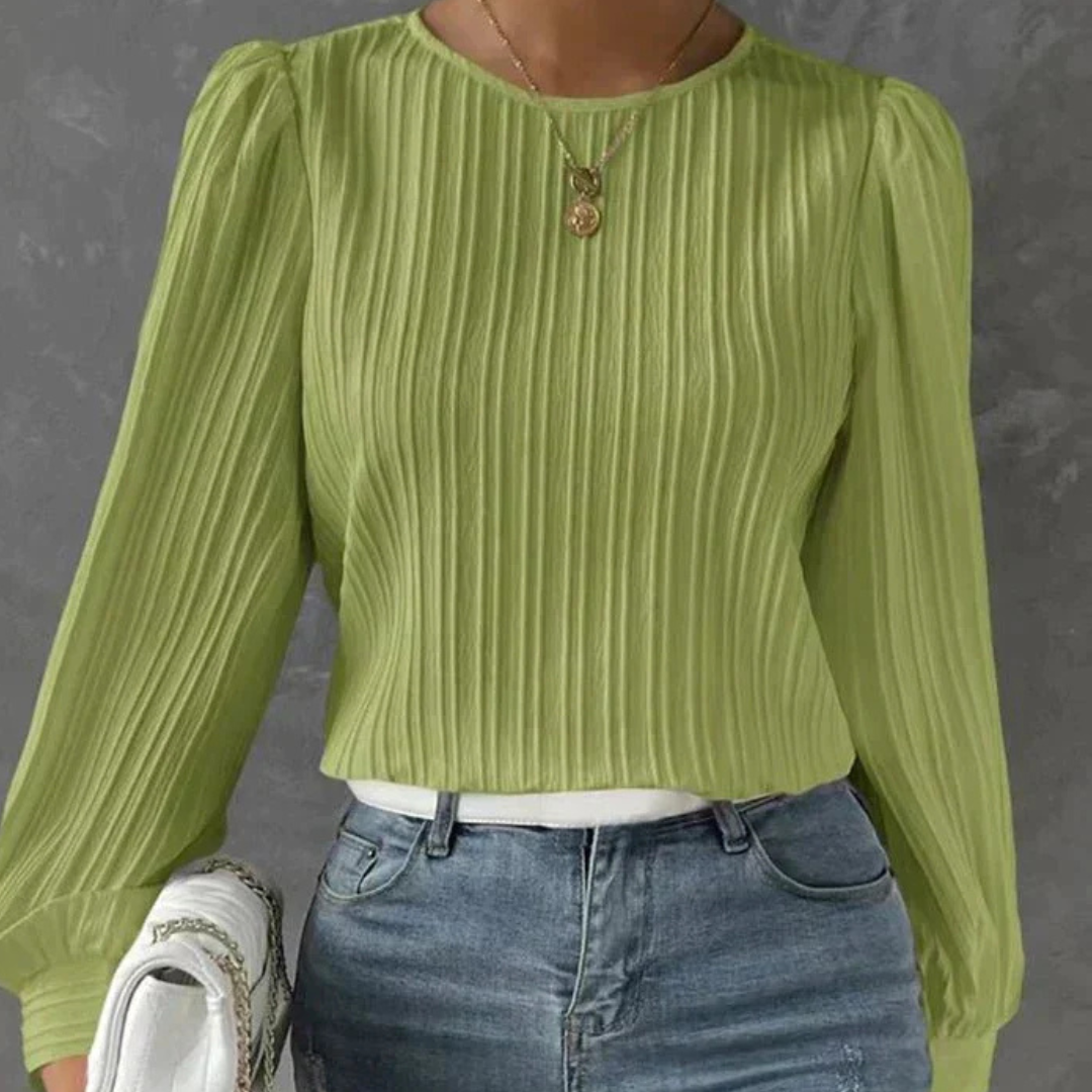 Damen Elegante Plissierte Bluse | Langarm