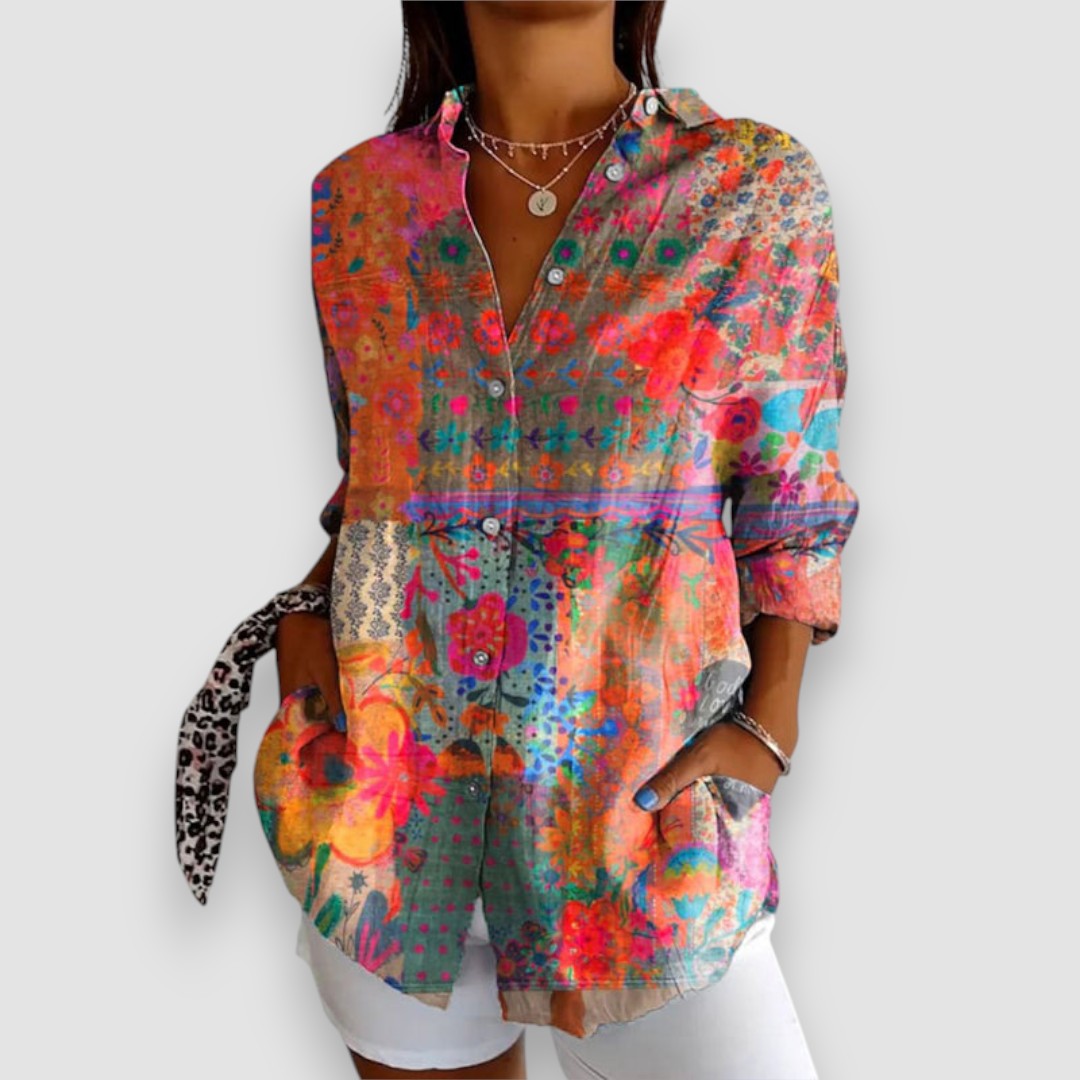 Stella | Damen Hemd Mit Blumenmuster Und Langen Ärmeln