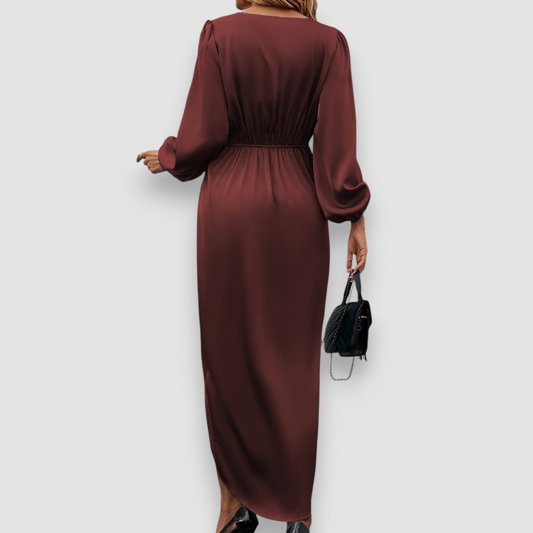 Madelina | Langärmeliges Kleid aus Satin
