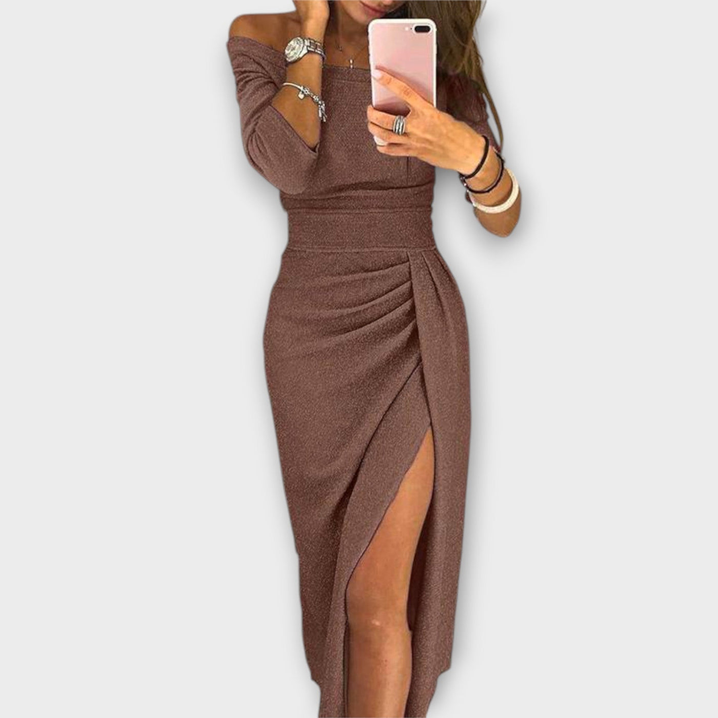 Cheyenne | Damen Off-Shoulder Abendkleid mit Schlitz