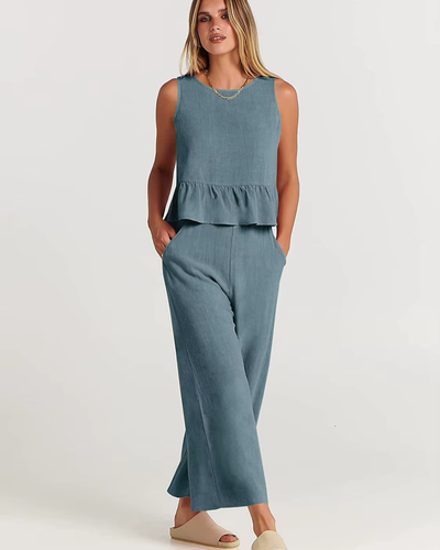 Damen Lässig Leichte Zweiteiliges Set | Hose und Oberteil