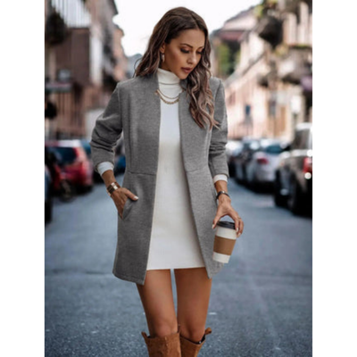 Damen Elegante Offener Front Mantel | Langarm