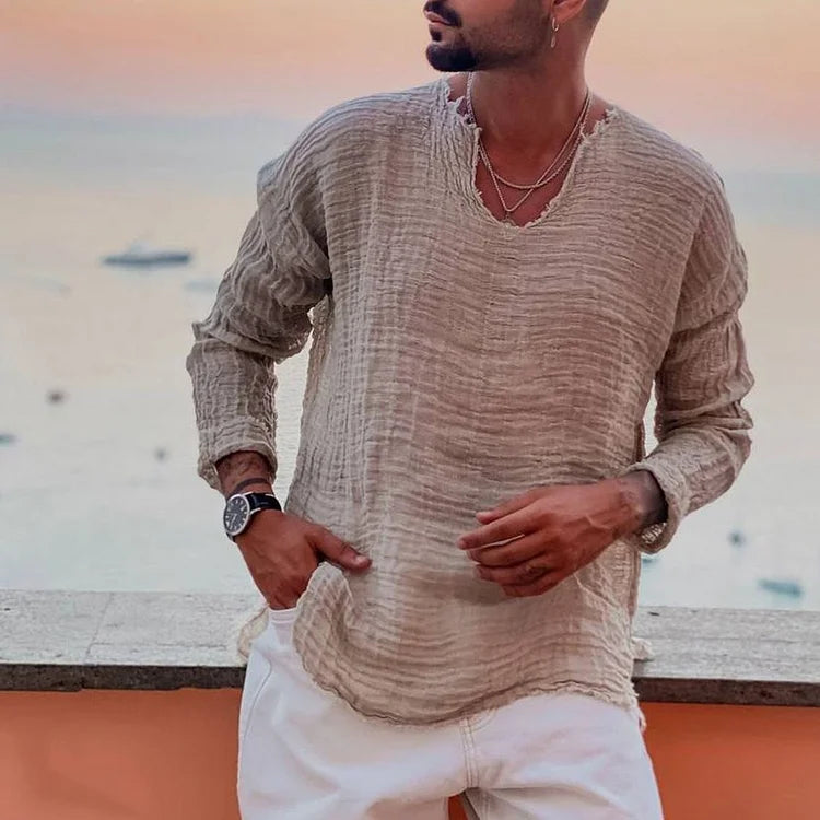 Allan - Schlichtes Sommershirt mit V-Ausschnitt