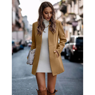 Damen Elegante Offener Front Mantel | Langarm