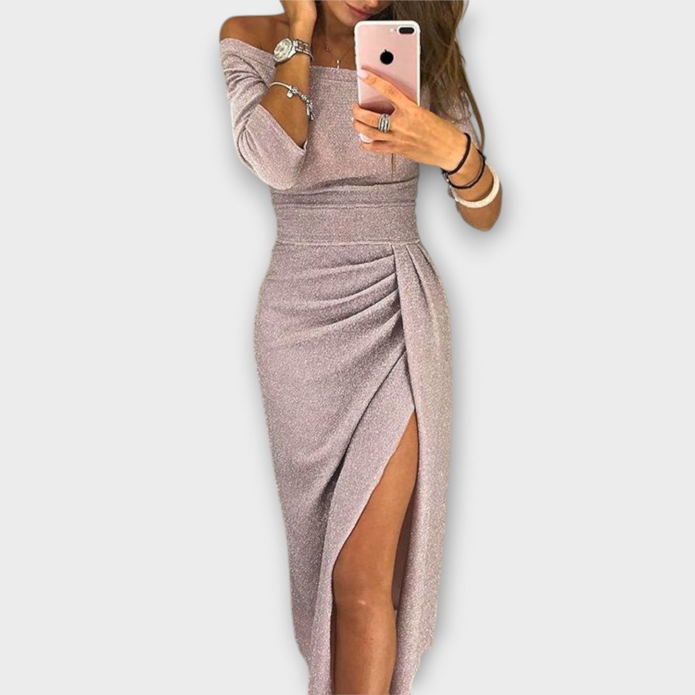 Cheyenne | Damen Off-Shoulder Abendkleid mit Schlitz