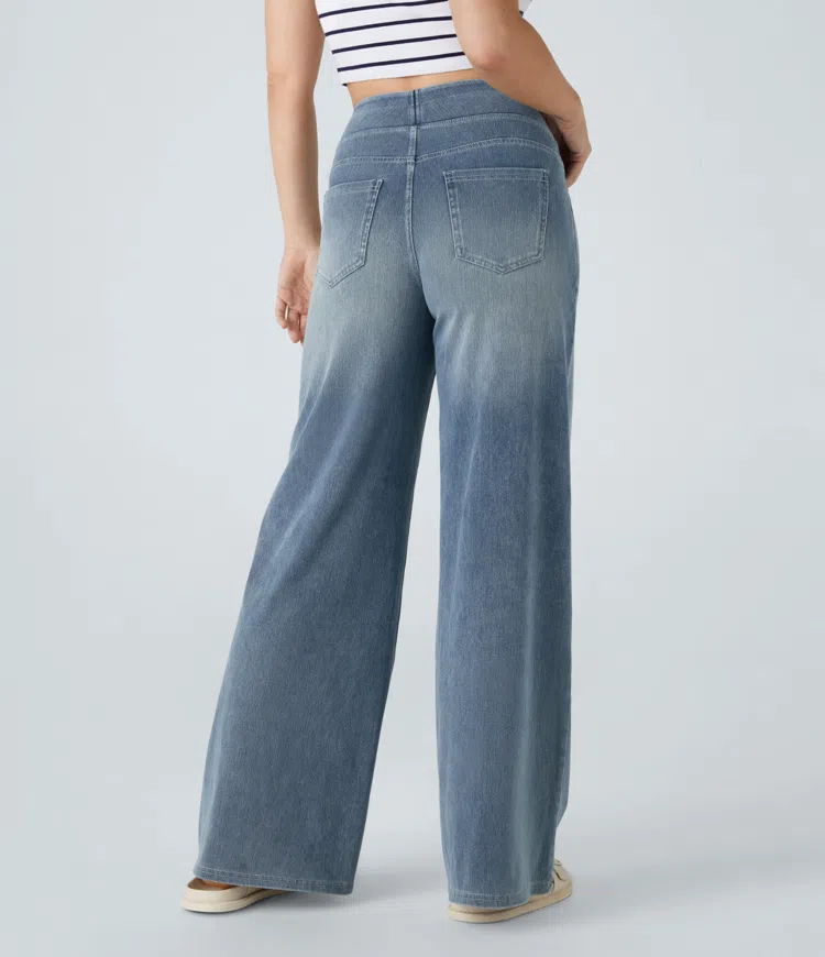 Lara - High-Waist Stretch Jeans mit weitem Bein