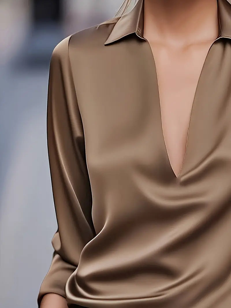 Nadene - Prämie Bluse Mit V-Ausschnitt