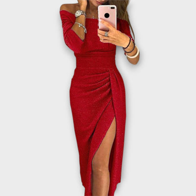 Zaina | Damen Off-Shoulder Abendkleid mit Schlitz