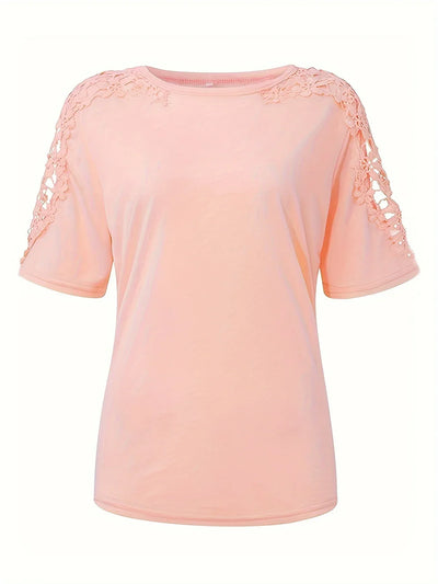Addison | Elegantes Sommer Kurzarm-T-Shirt mit Spitze
