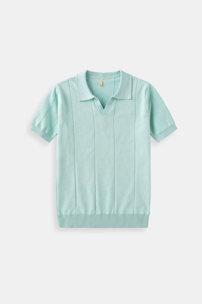 Retro-Strick-Poloshirt in Mintgrün