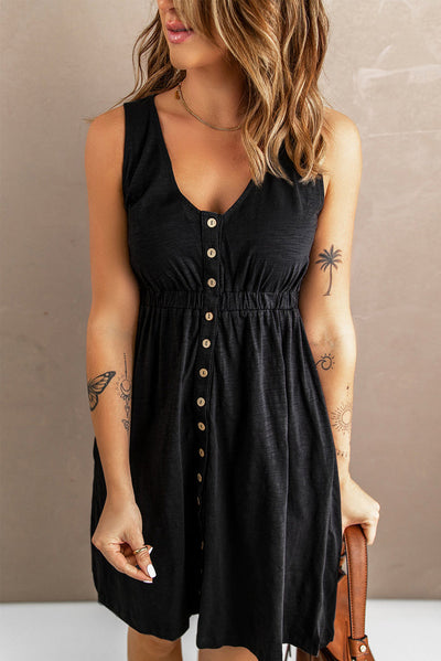 Ärmelloses Kleid mit Knöpfen für Damen