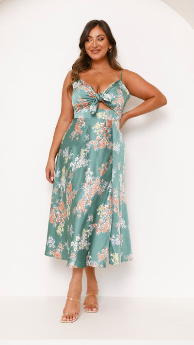Marshall | Dreamers Midi-Kleid - Grüne Blumen