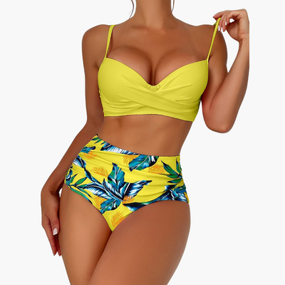 Push Up Bikini - Damen High Waist Zweiteiler mit Muster