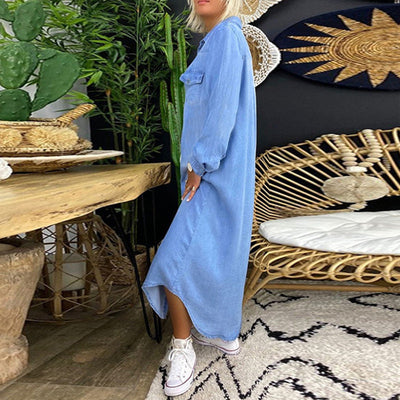 Yara | Langärmliges Maxikleid aus Jeans