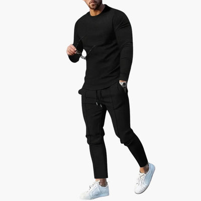 Zweiteiliges Herren-Set für Frühling und Herbst mit Langarmshirt