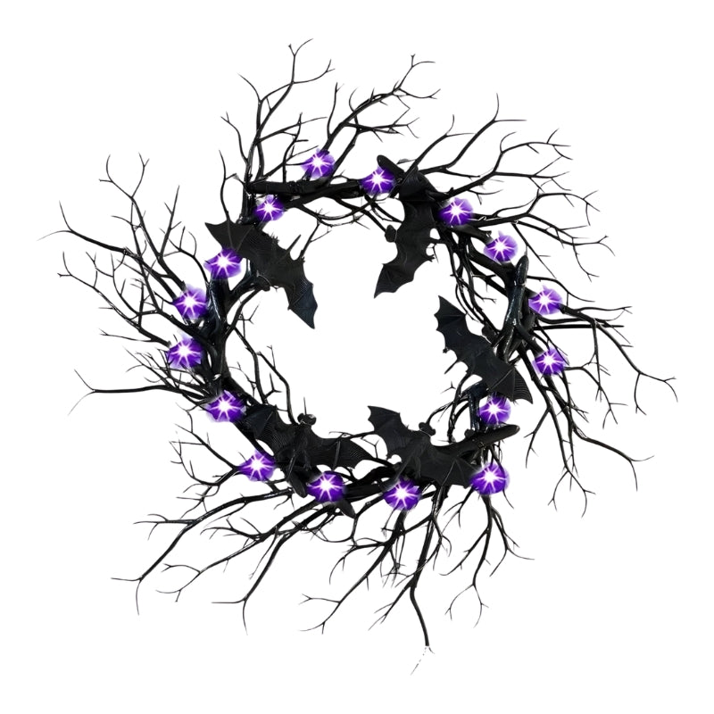 SpiderSpook LED Halloweenkranz – Vampir‑ & Spinnen‑Dekoration für Türen & Fenster