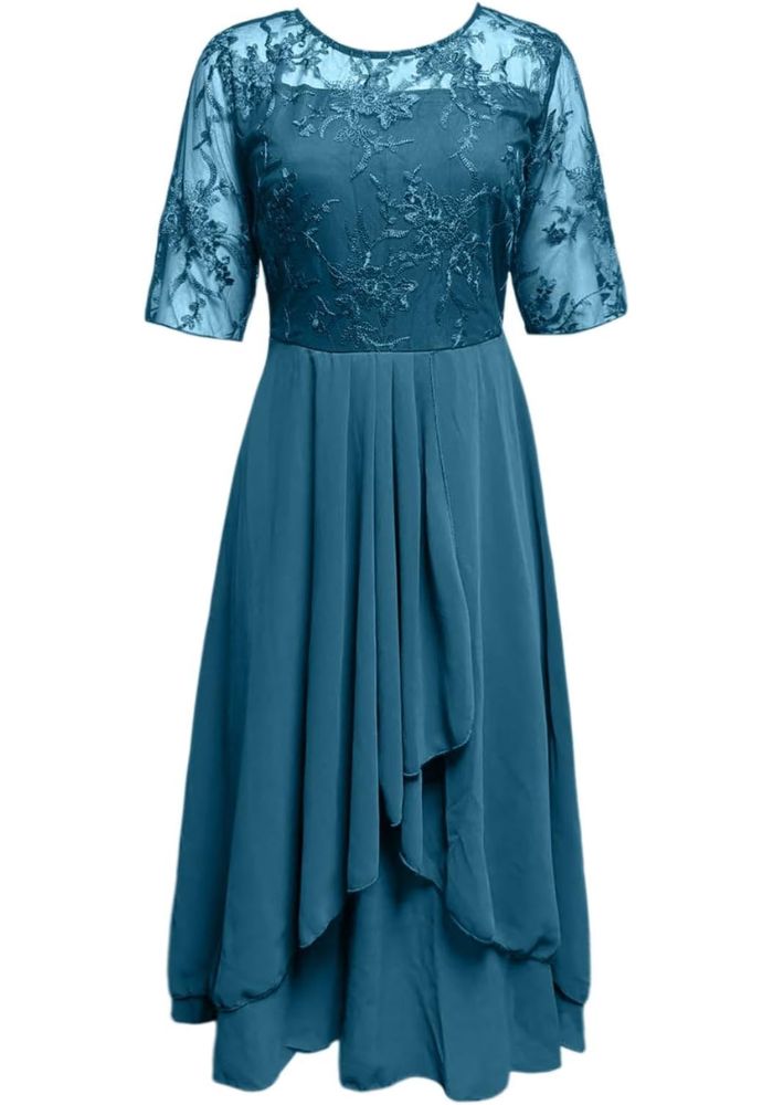 Damen 3/4 Ärmel Rundhalsausschnitt Kleid | Mini