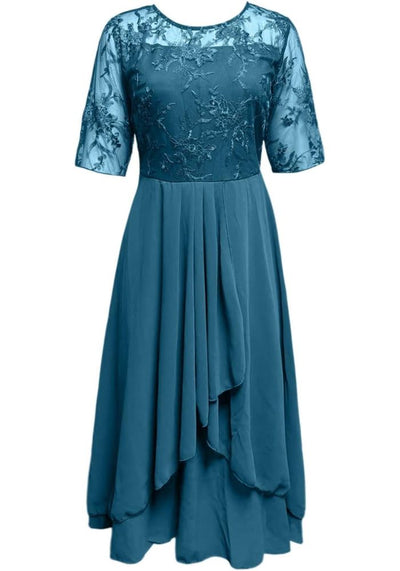 Damen 3/4 Ärmel Rundhalsausschnitt Kleid | Mini