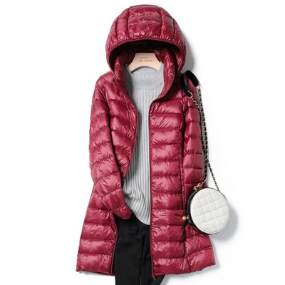 Damen Lange Winter Puffer Jacke | Kapuze
