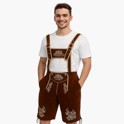 Bestickte kurze Lederhose für Herren - Oktoberfest 2025