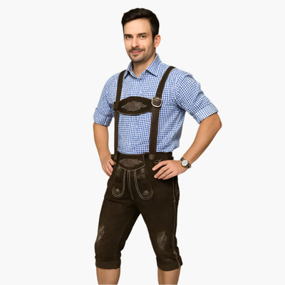Bestickte Kniebund-Lederhose für Herren - Oktoberfest 2025