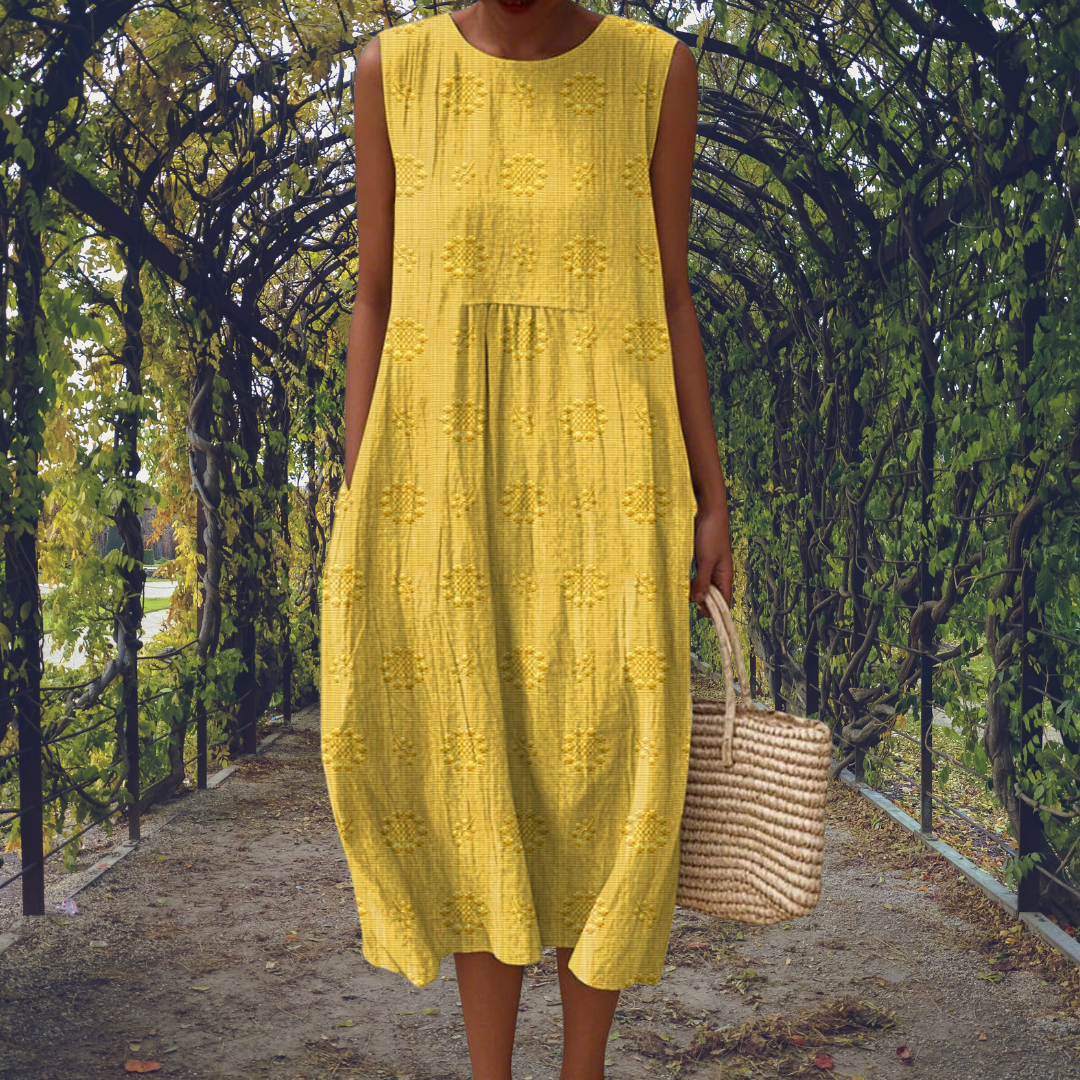 Aikaterini | Elegantes ärmelloses Baumwollkleid mit praktischen Taschen