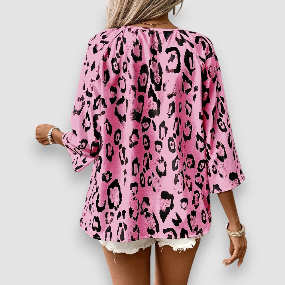 Eline | Leopard V-Ausschnitt Bluse