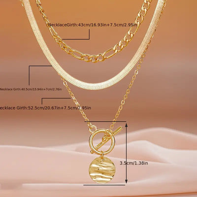 Savira Textured Coin Layering Necklace | Gold